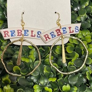 ❤️💙 LAST ONE!! NEW Isabelle Ole Miss Rebels Dangle Game Day Earrings Gifts